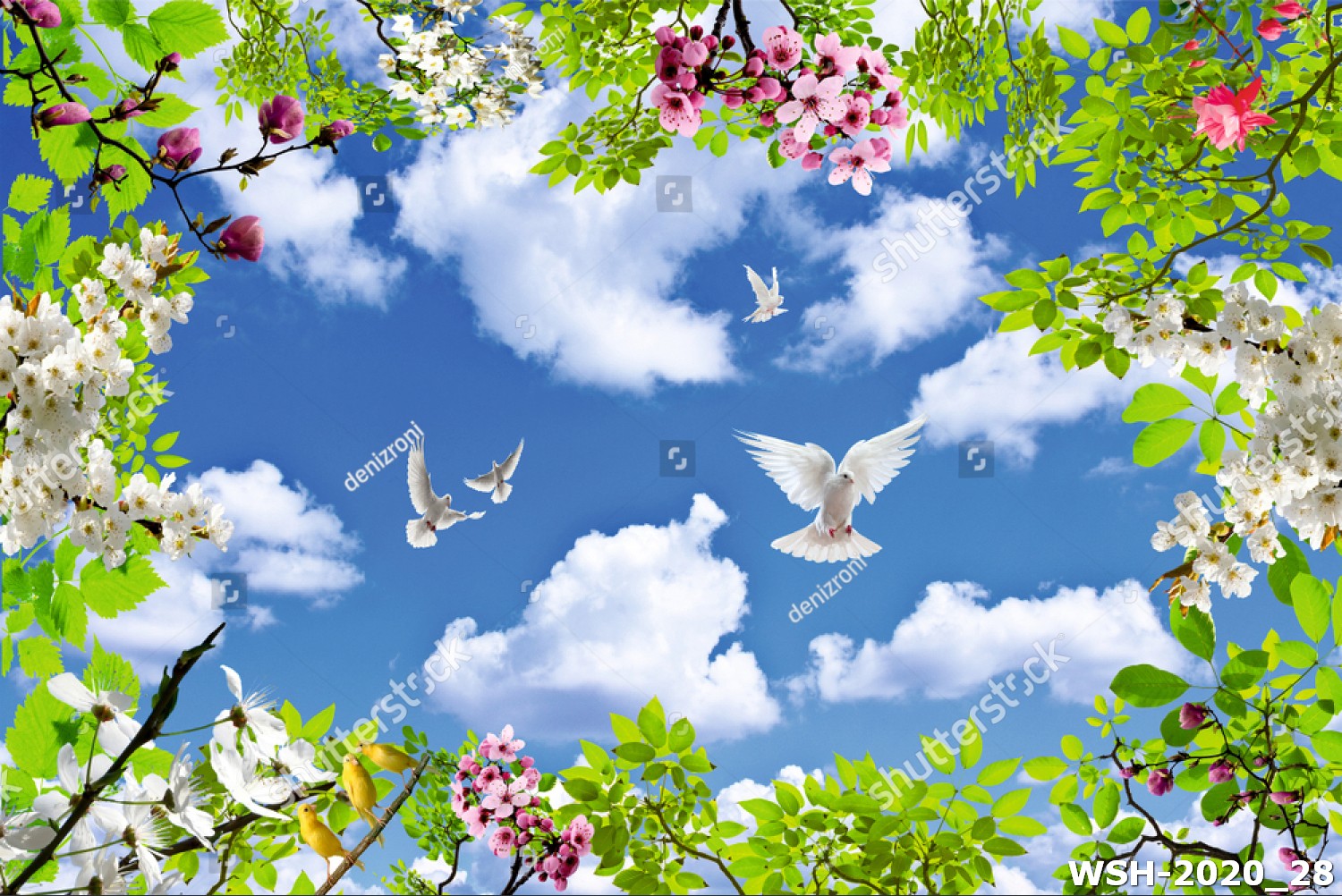 Dán trần trời xanh và hoa WSH-2020_28